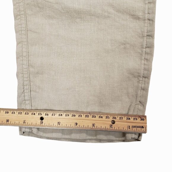 Rachel Roy Linen Cargo Pants Small Lagenlook Cropped Capri Women's Beige - Picture 6 of 8